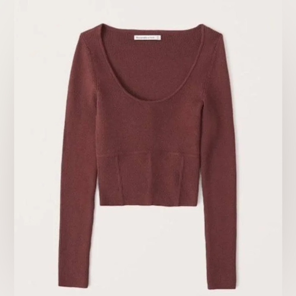 Abercrombie Scoopneck Corset Sweater Top Size M - Light Maroon Color